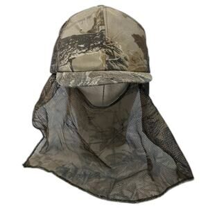 Precision Trucker Hat Brown Camo Mesh Face Mask Made in USA Hunting Vintage